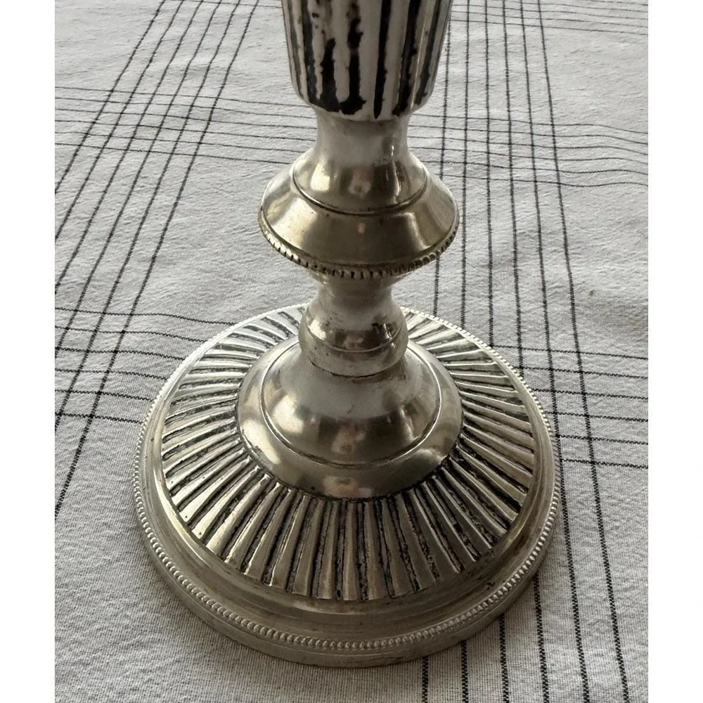Pair of Indian Made Silver Plated Candle Holders 13